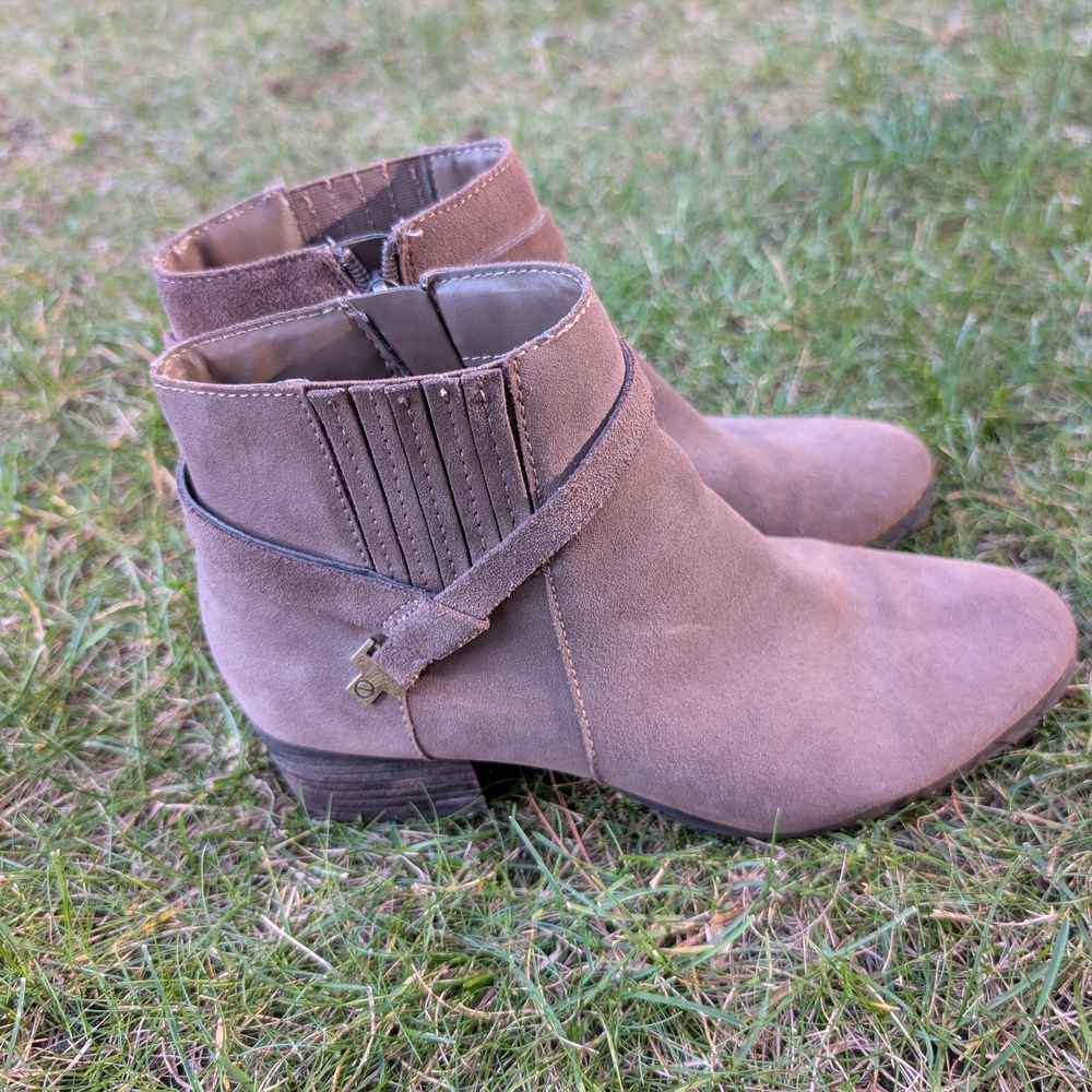 Blondo Taupe Suede Ankle Booties